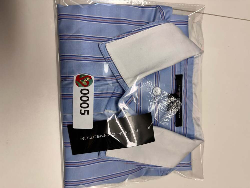 French Connection Long Sleeve Stripe Double Collar Button-Up Shirt - Picture 5 of 5